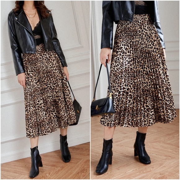 059 Luxe leopard Print Stretchy Waist Skirt - Picture 2 of 4